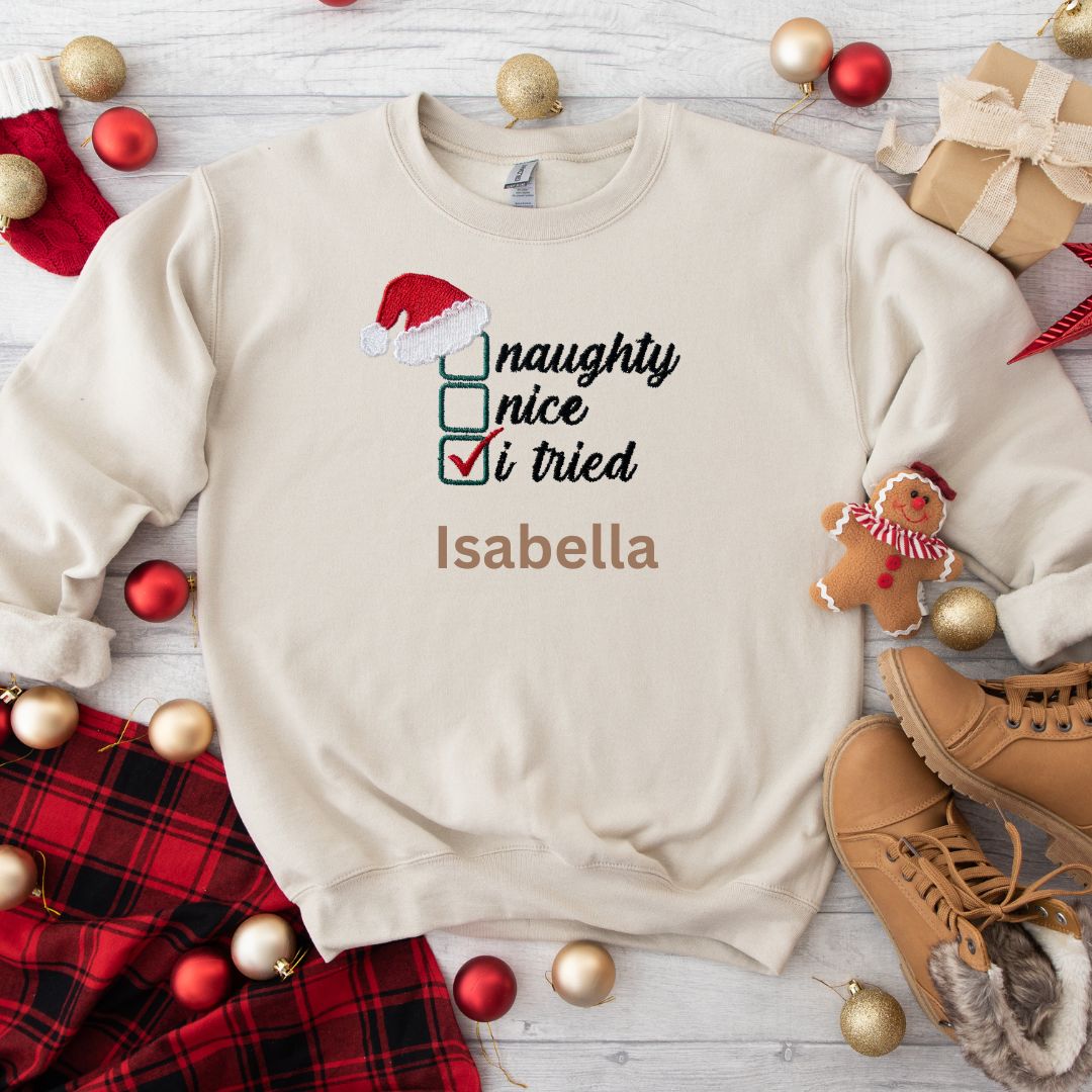 Christmas Jumper "I tried" AGE 1-14 years