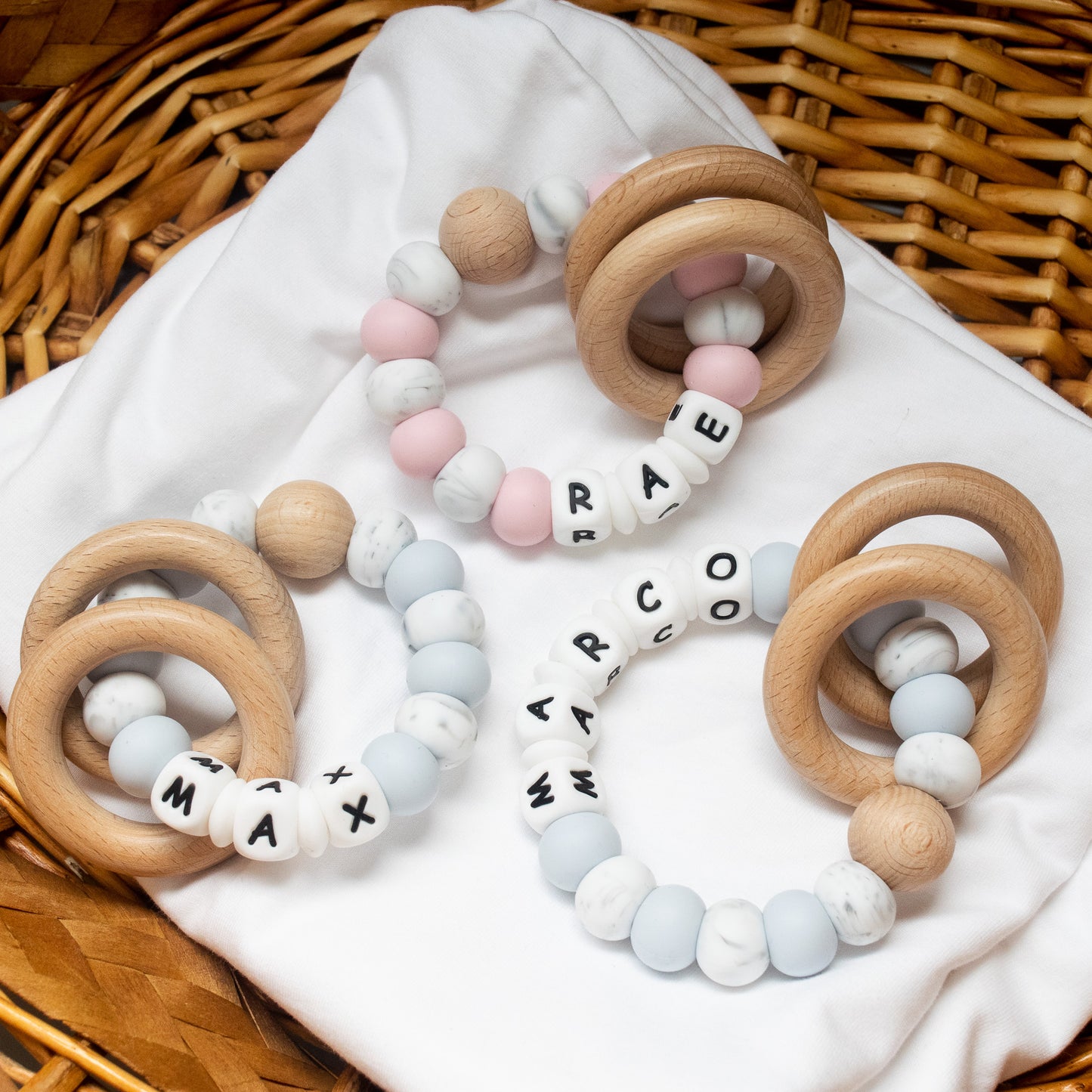 Personalised Teether Marble Collection Multiple colour options