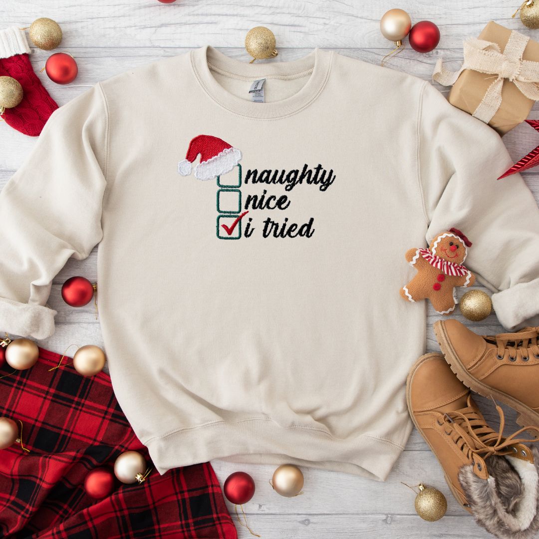 Christmas Jumper "I tried" AGE 1-14 years