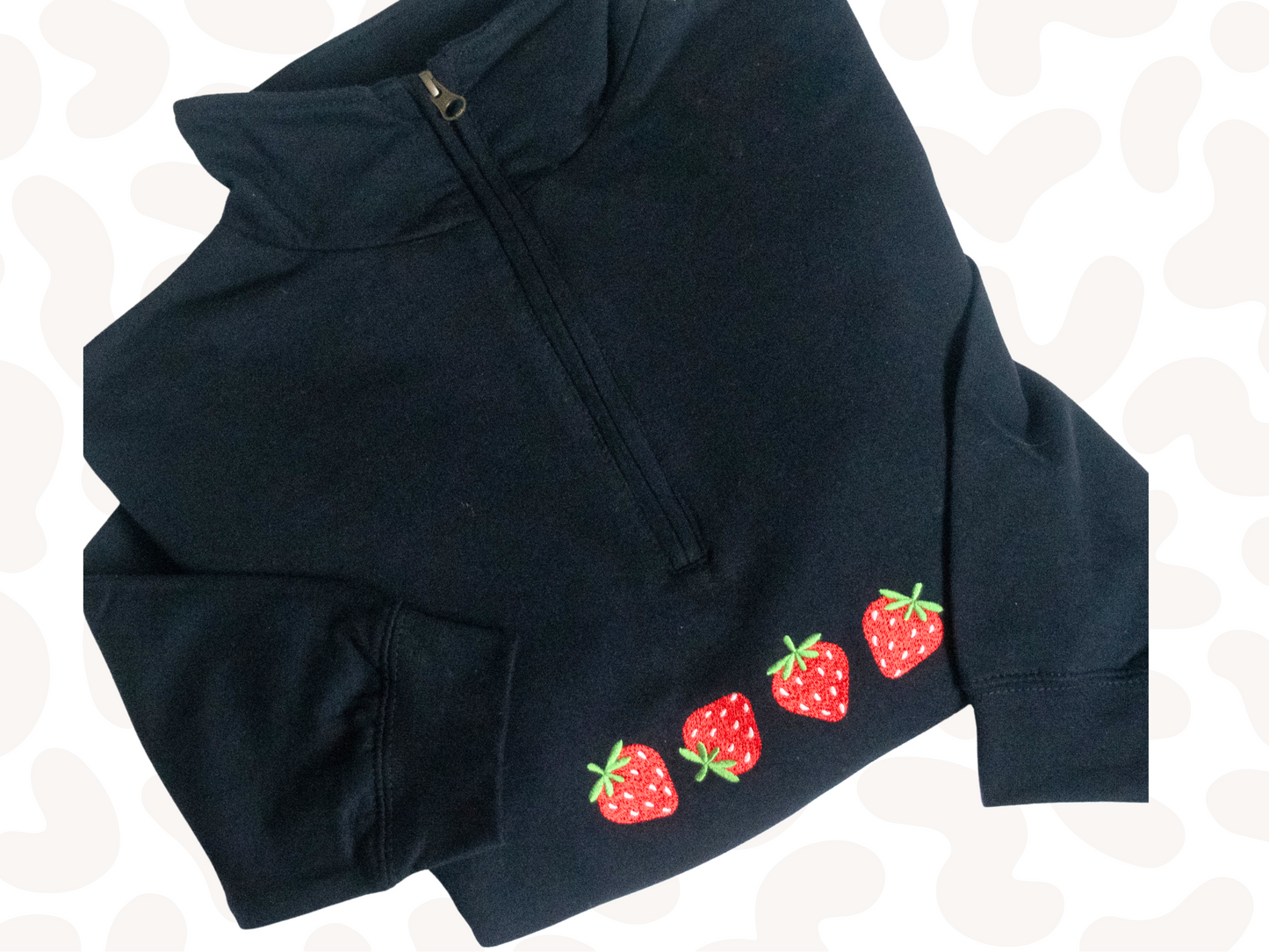 1/4 zip strawberry embroidered sweater