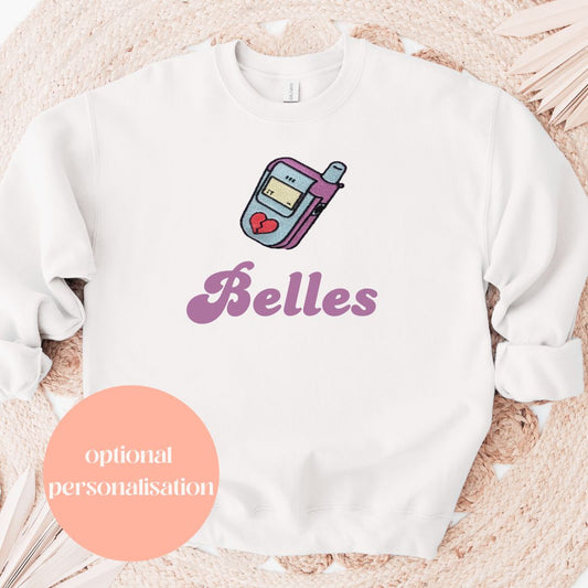 ☎️"Rad 90s Vibes! Personalised Kids sweater with Embroidered Flip Phone 📞 | 100% Cotton | Retro Cool for Your Little Trendsetter"