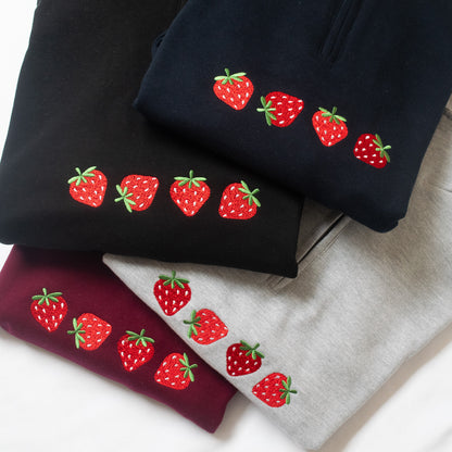 1/4 zip strawberry embroidered sweater