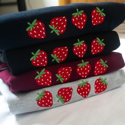 1/4 zip strawberry embroidered sweater