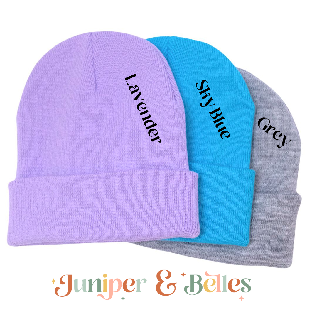 90s Babe Embroidered Beanie - Choose Your Vibe in Lavender, Surf Blue, or Grey! 🌈🧢"