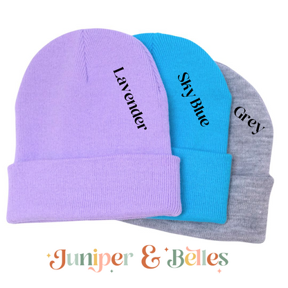 90s Babe Embroidered Beanie - Choose Your Vibe in Lavender, Surf Blue, or Grey! 🌈🧢"