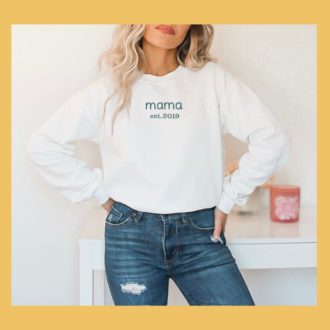 Mama sweater rope font with year personalisation