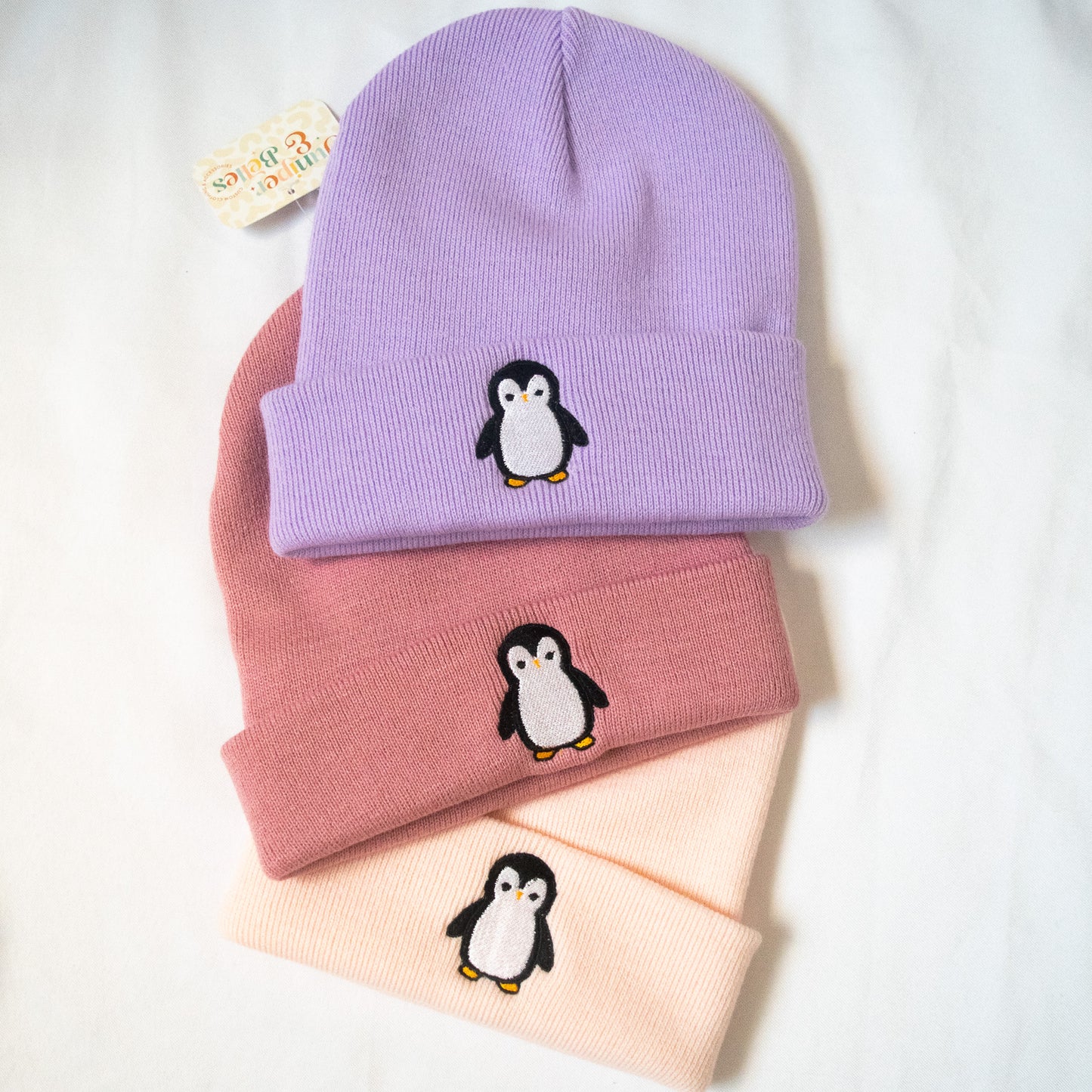 Embroidered Penguin Beanie - One size fits approx age 4 to adults