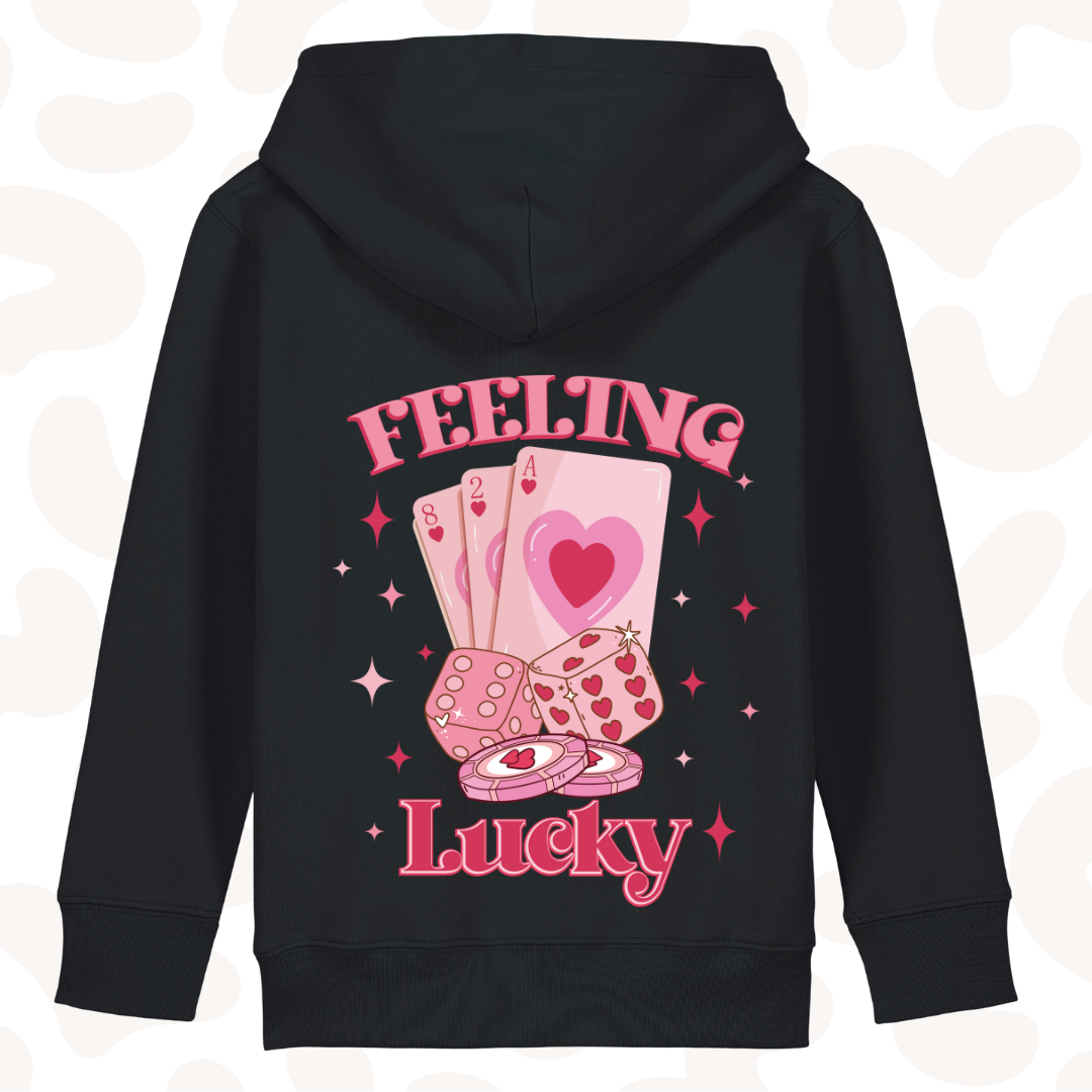 Girls Graphic Hoodie - feeling lucky - 6 hoodie colour options