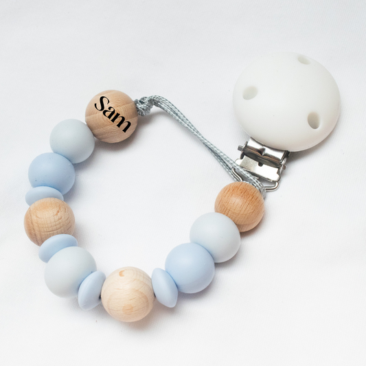 blue silicone dummy clip for baby boy