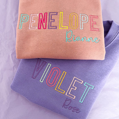 Embroidered Kids' Sweater Bold colourful vibrant - choose your colours