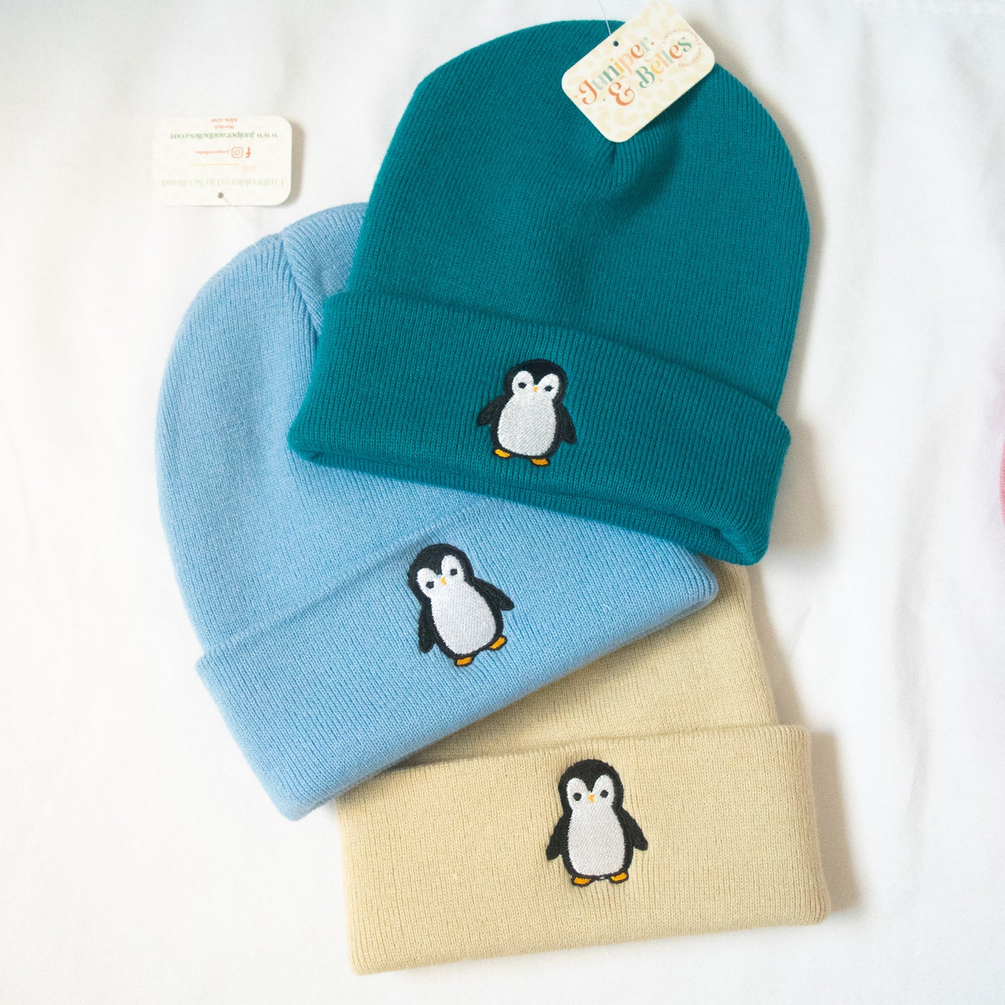Embroidered Penguin Beanie - One size fits approx age 4 to adults