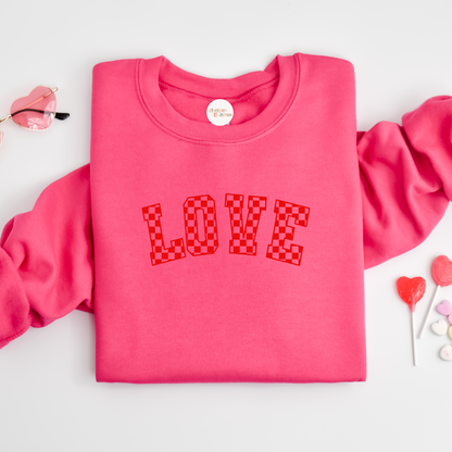 Adults Valentines Sweater checkered love red print Unisex adults S-5XL
