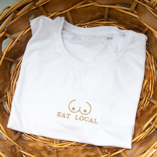 Eat Local Breastfeeding awareness Tee - stretch style