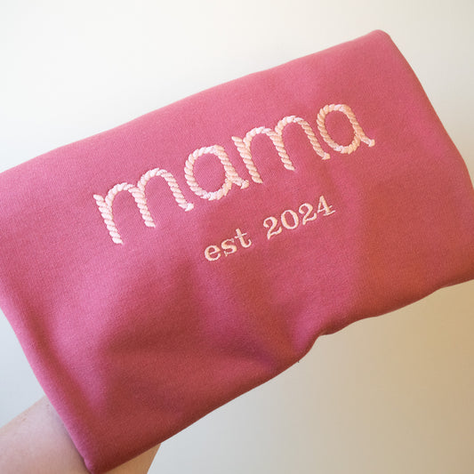 Mama sweater rope font with year personalisation