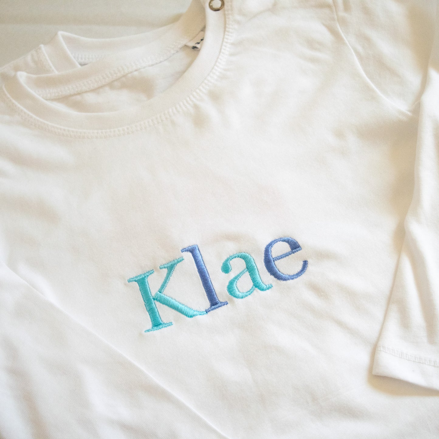 🩵 Personalised Embroidered Kids' Top - Blue Mix 👕 3-13 years