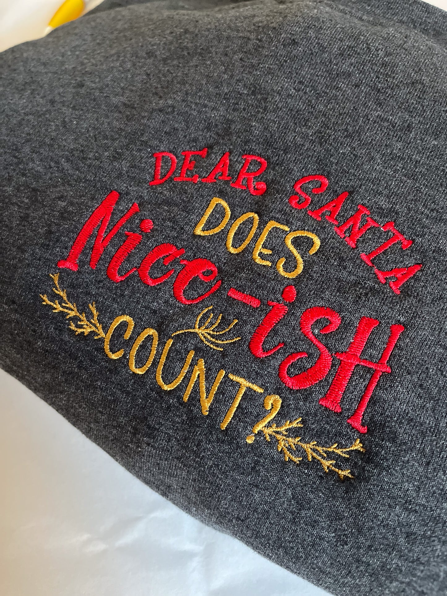 KIDS🎄Cheeky Christmas Jumper: 'Dear Santa, Does Nice Ish Count?🙊