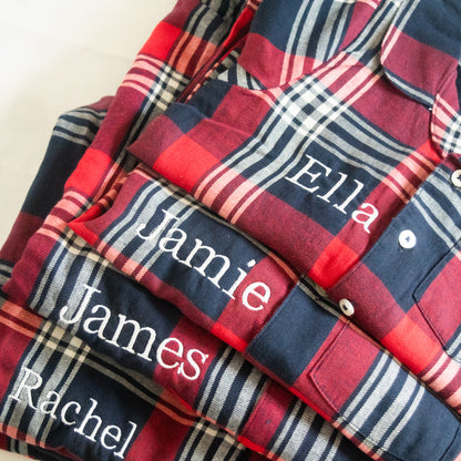Personalised Tartan Christmas Lounge Set with Embroidery - Women's