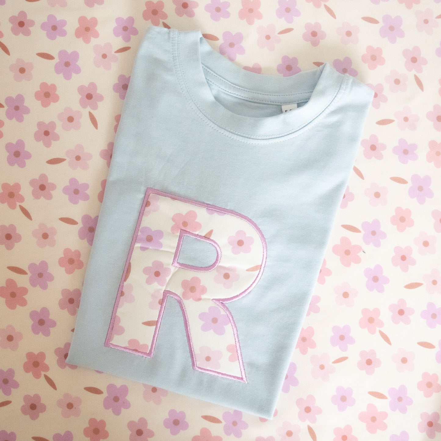 Personalised initial or age tshirt - little flower