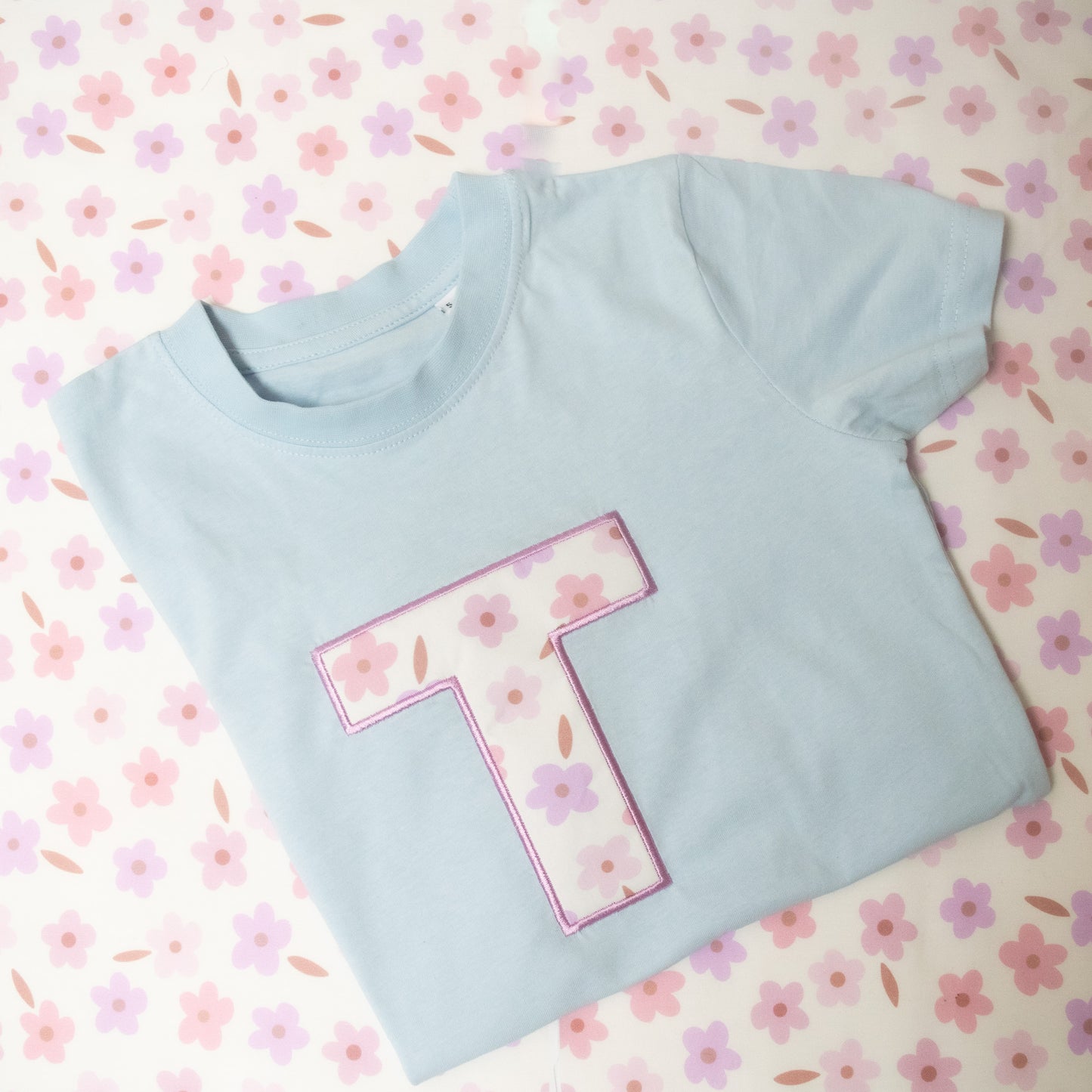 Personalised initial or age tshirt - little flower
