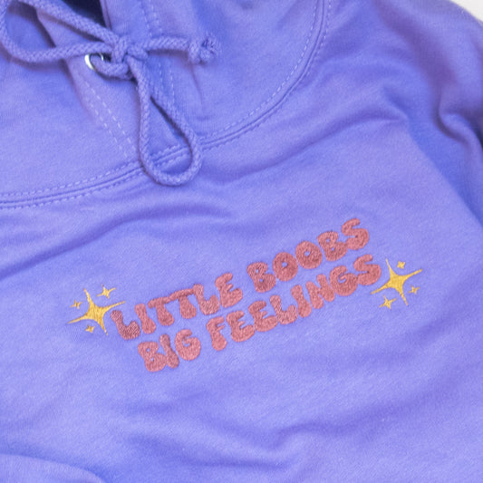 👩‍❤️‍💋‍👩Embrace the A-Cup Adventure: 'Small Boobs, Big Feelings' Embroidered Hoodie