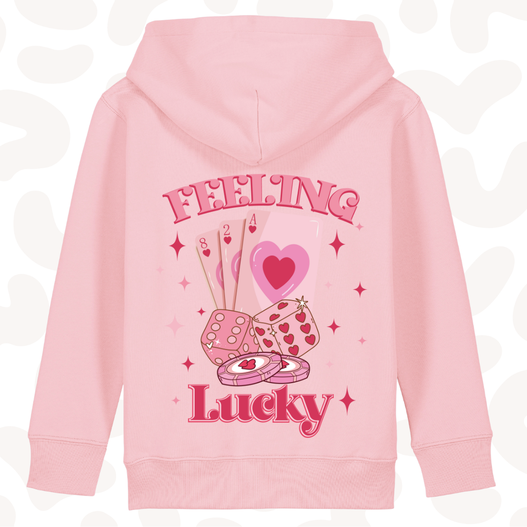 Girls Graphic Hoodie - feeling lucky - 6 hoodie colour options