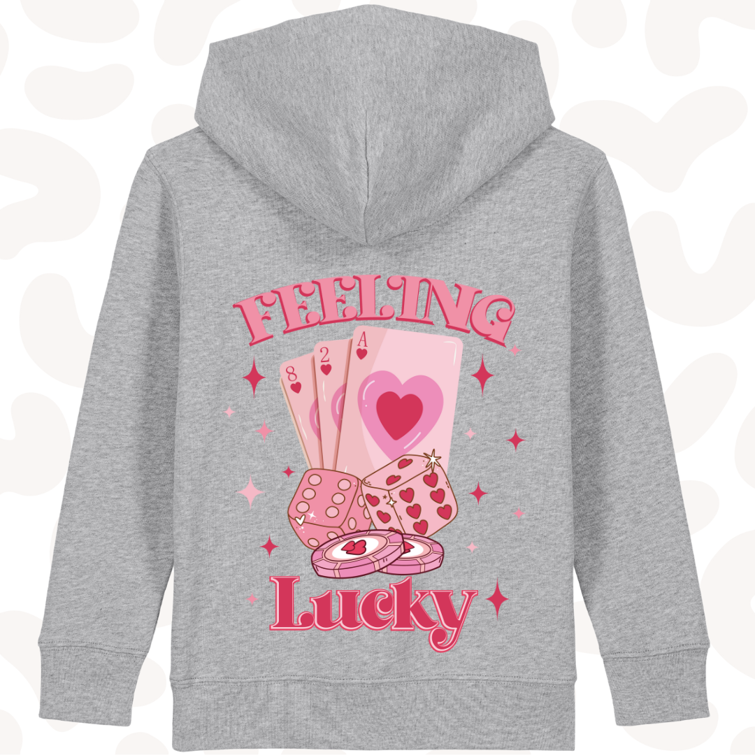 Girls Graphic Hoodie - feeling lucky - 6 hoodie colour options