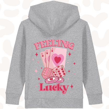 Girls Graphic Hoodie - feeling lucky - 6 hoodie colour options