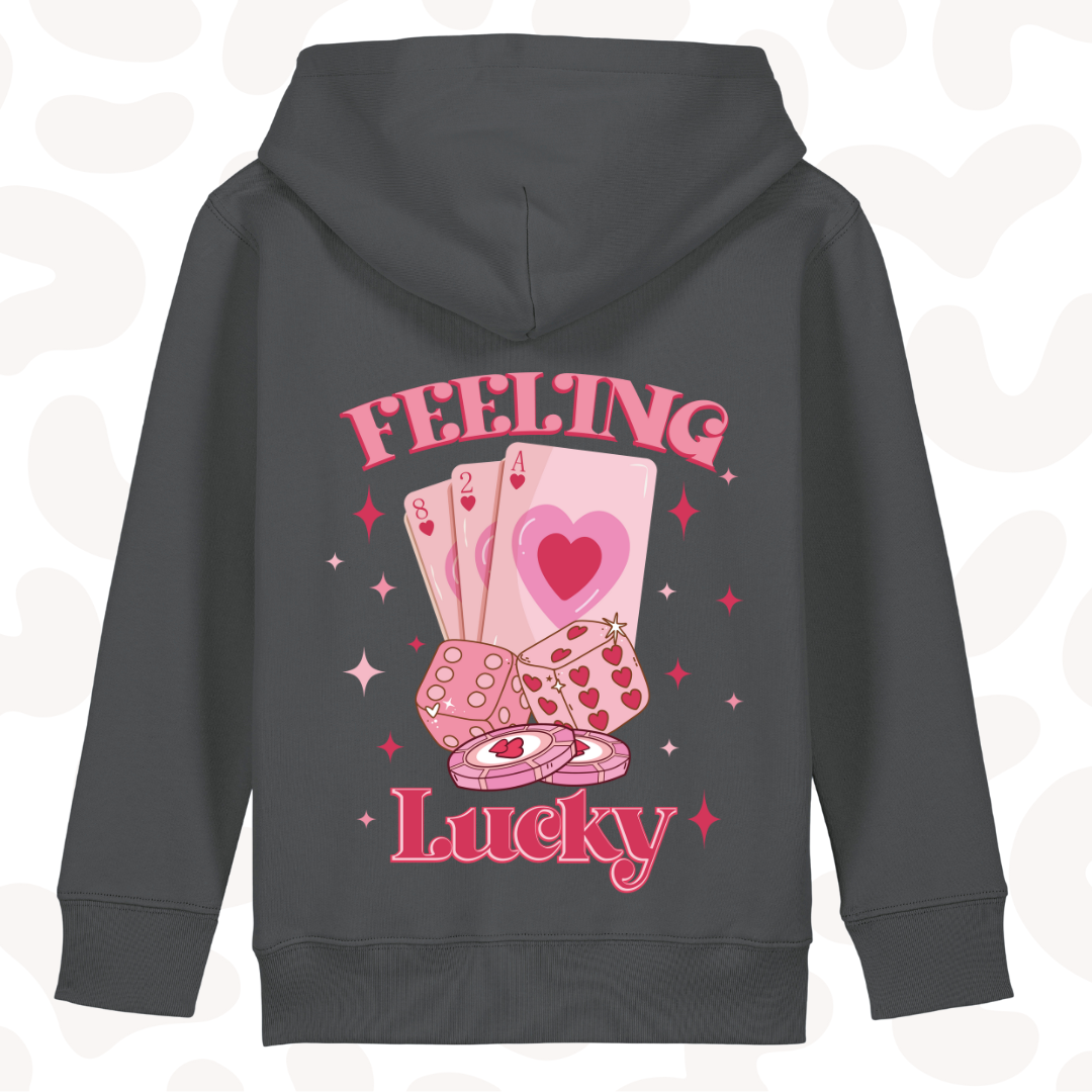Girls Graphic Hoodie - feeling lucky - 6 hoodie colour options