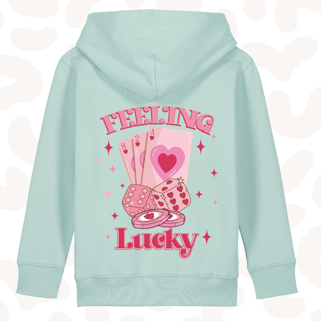 Girls Graphic Hoodie - feeling lucky - 6 hoodie colour options
