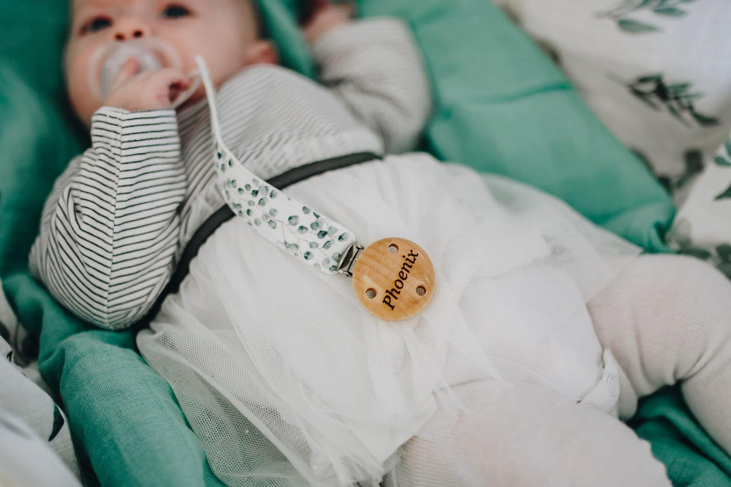 HALF PRICE  Personalised Vegan Leather Dummy Clips 👶🏼 Leopard print