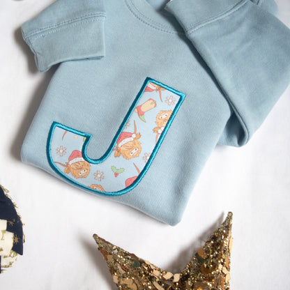Blue Christmas coo's Initial Jumper