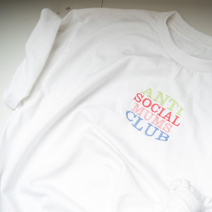 "🤫 Join the Exclusive Anti-Social Mums Club Embroidered T-Shirt - Choose Your Style! 🌈"