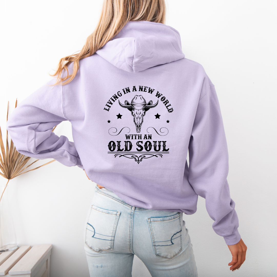 womens graphic hoodie - New world old soul sizes Small - 3XL