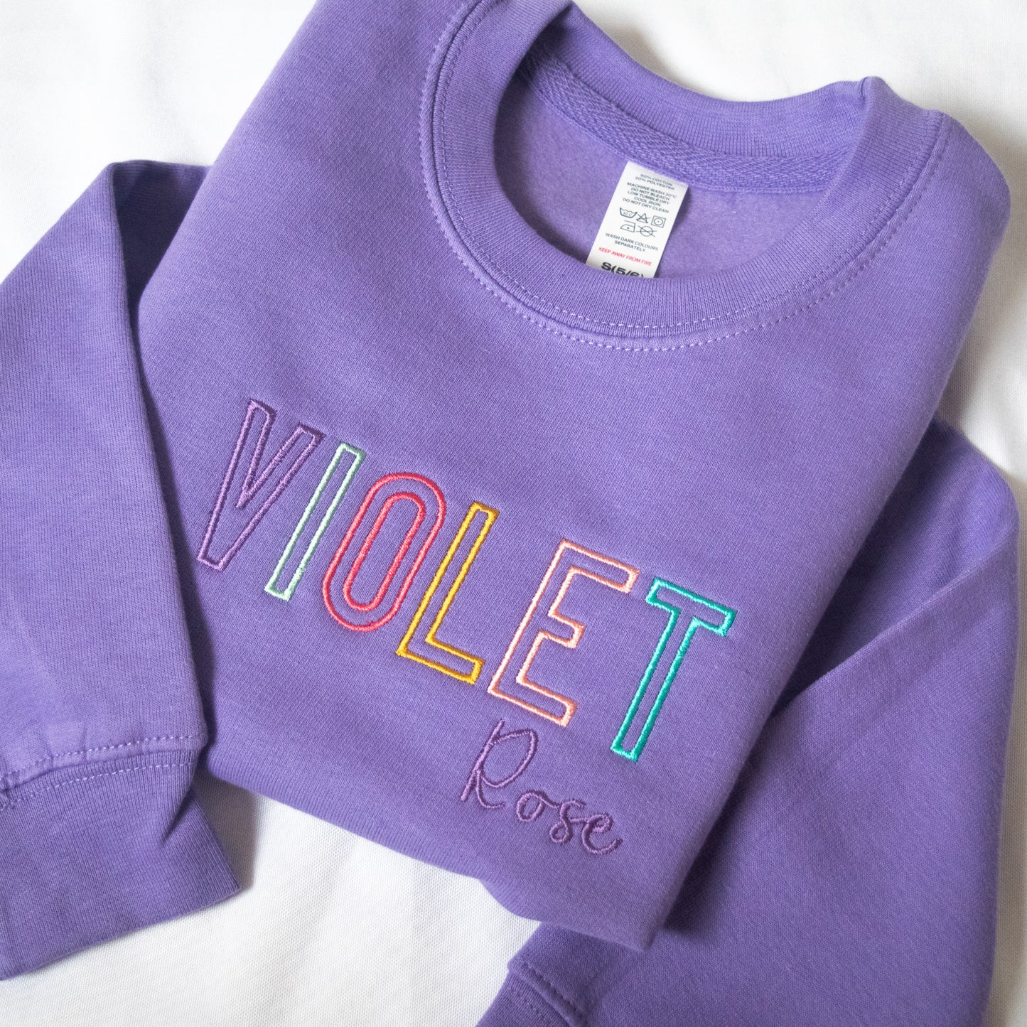 Embroidered Kids' Sweater Bold colourful vibrant - choose your colours