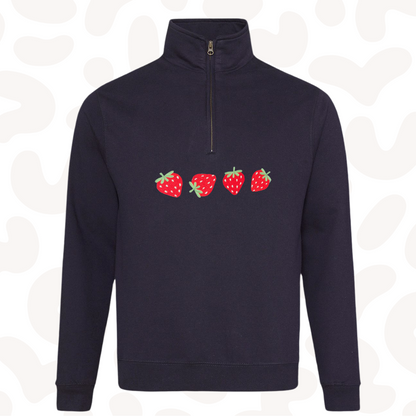 1/4 zip strawberry embroidered sweater