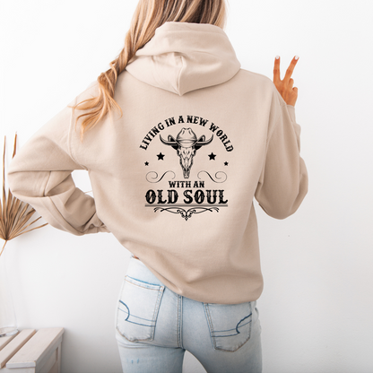 womens graphic hoodie - New world old soul sizes Small - 3XL