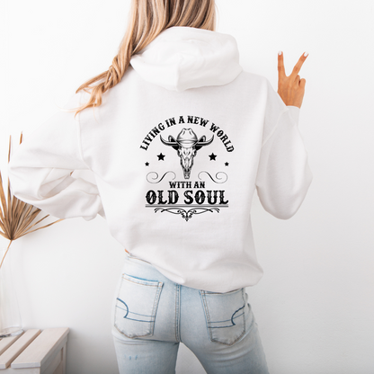womens graphic hoodie - New world old soul sizes Small - 3XL