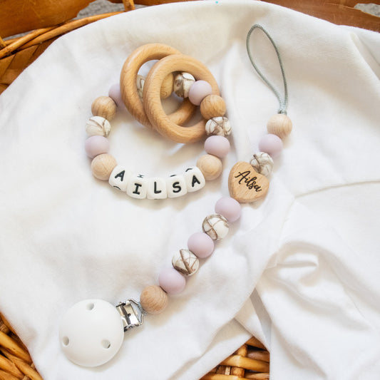 🌸 Blossom Buds Teething Toy and Dummy Clip Gift Set: A Floral Delight for Your Little Blossom 🌼
