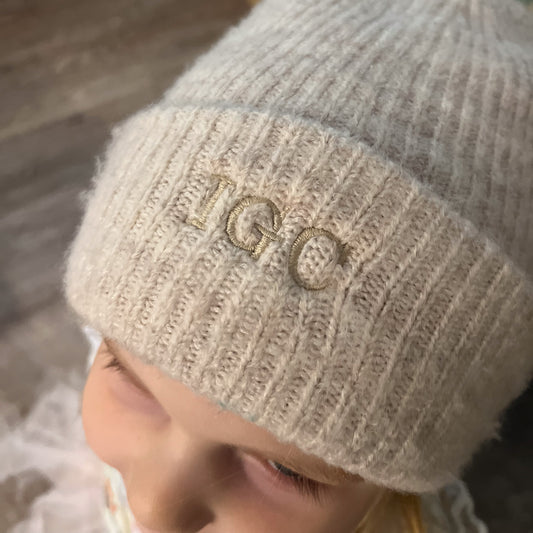 Personalised initials Cosy Ribbed Beanie Hat (One Size)