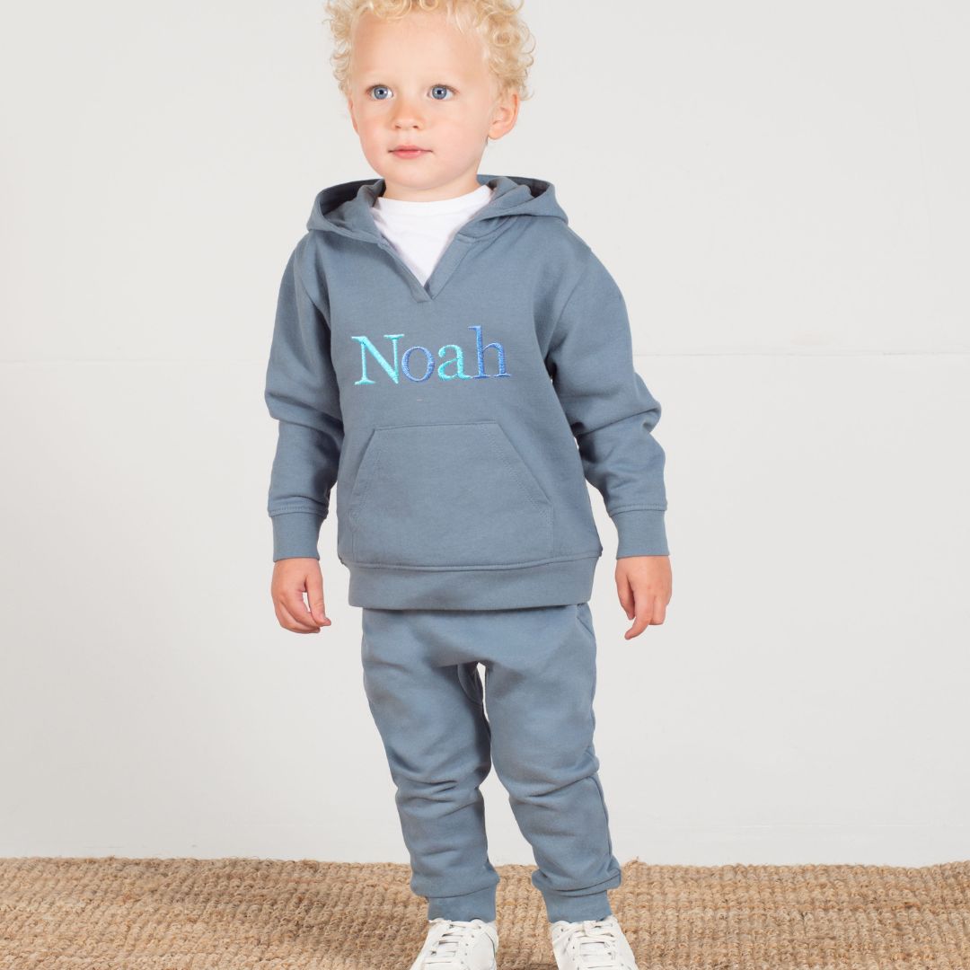 Personalised Embroidered kids Tracksuit - Customisable Name - Sustainable - Ages Newborn to 6 🌈