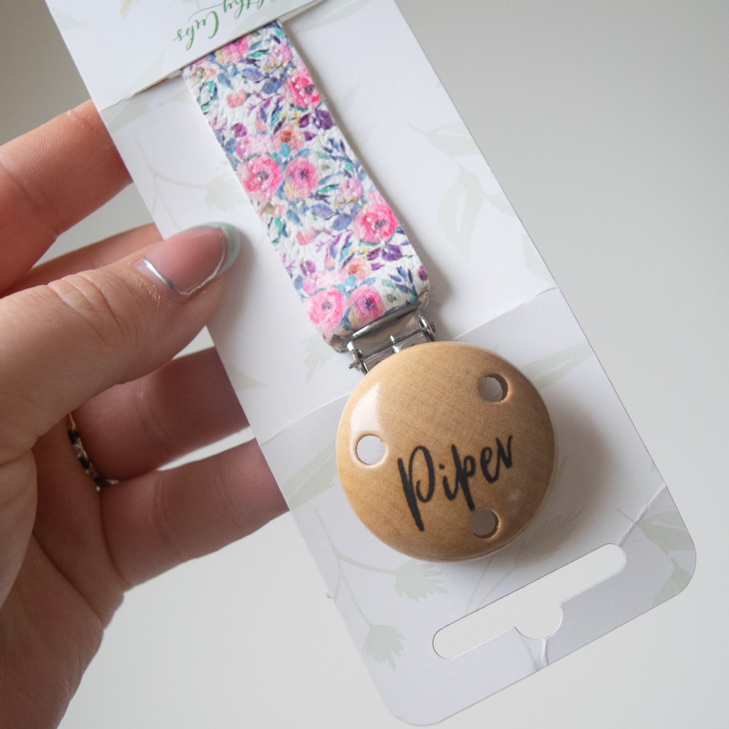 🍃 Personalised Vegan Leather Dummy Clips 👶🏼 HALF PRICE