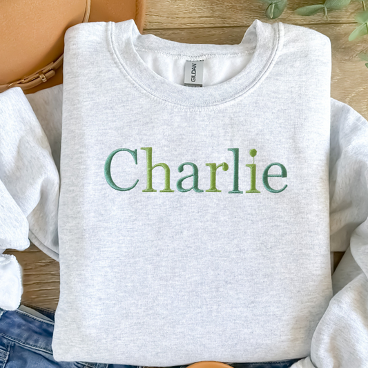 🌟 Personalised Embroidered Kids' Sweater - Make It Yours! 🧵 Green Mix 💚