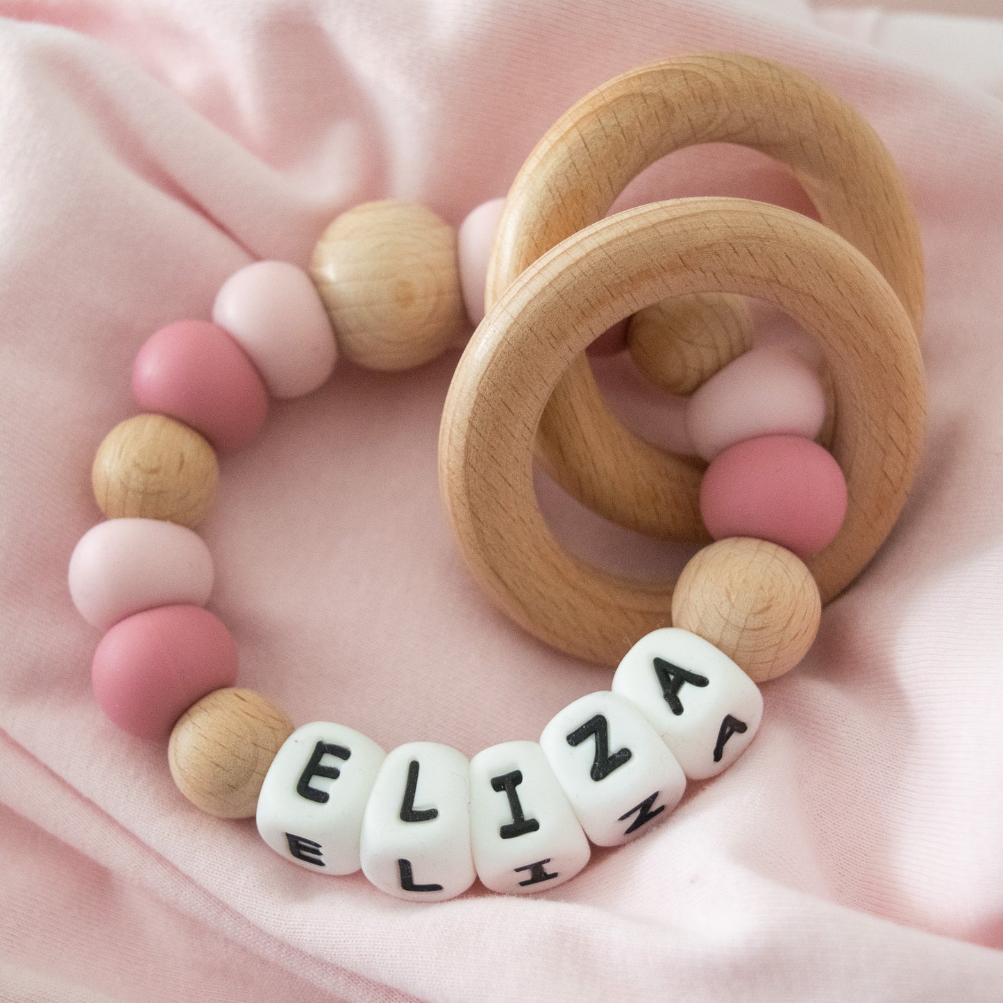 💞Teething Toy and Dummy Clip Gift Set - Blush 🦩