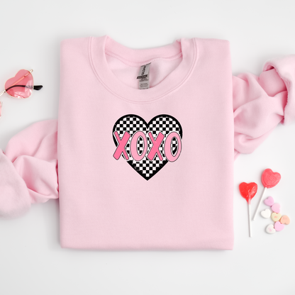 Valentines Sweater checkered heart xoxo Unisex adults S-5XL