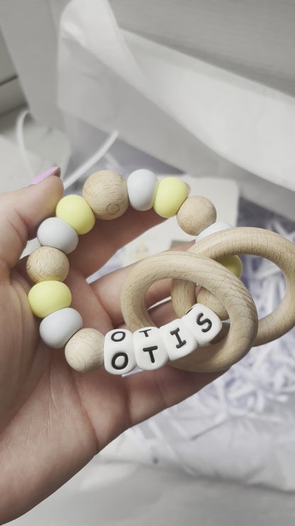 Blue & Yellow personalised teether