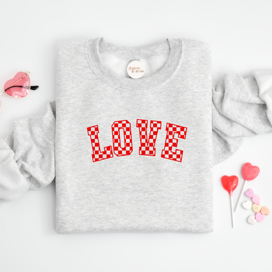 Adults Valentines Sweater checkered love red print Unisex adults S-5XL