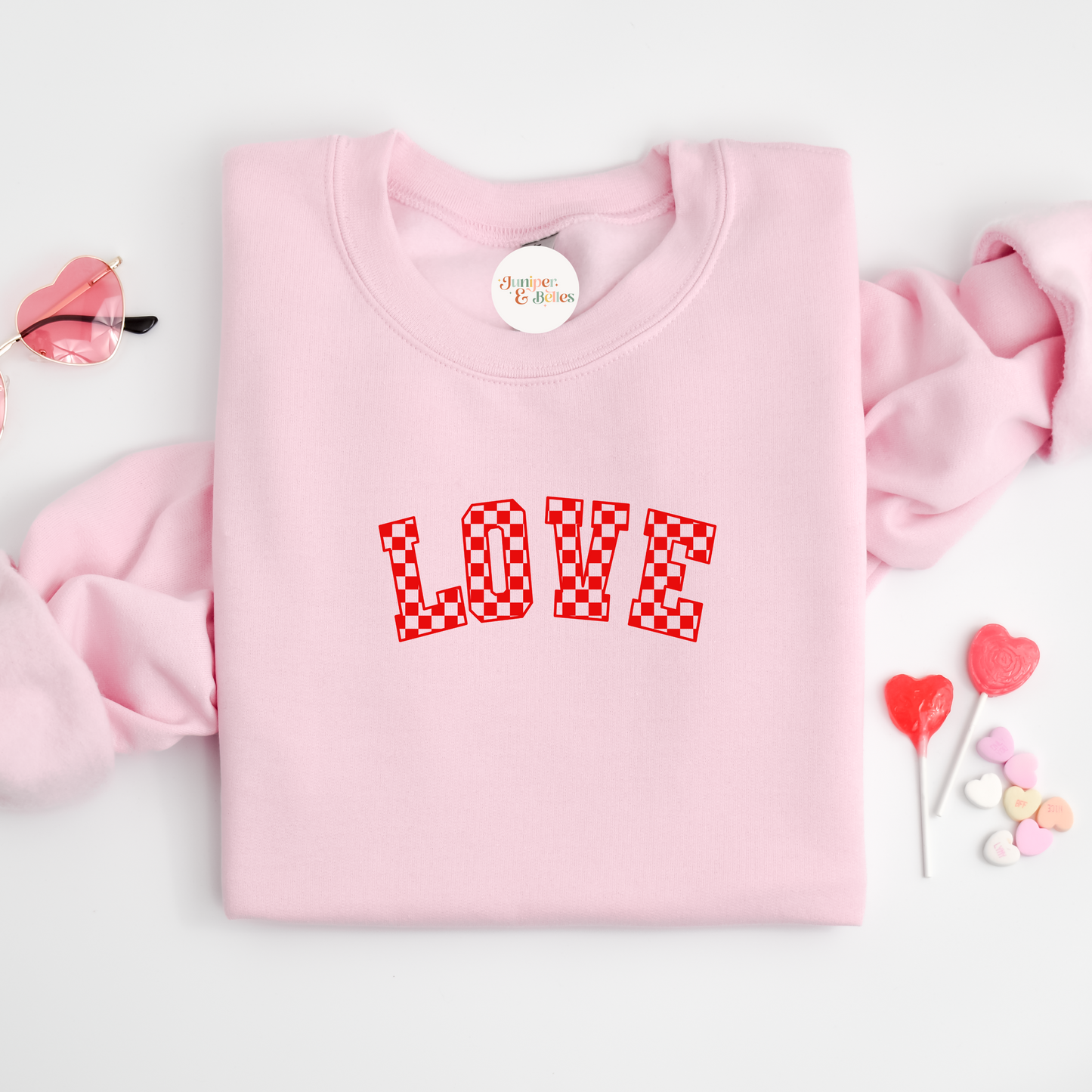 Adults Valentines Sweater checkered love red print Unisex adults S-5XL
