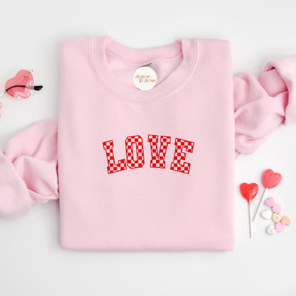 Adults Valentines Sweater checkered love red print Unisex adults S-5XL