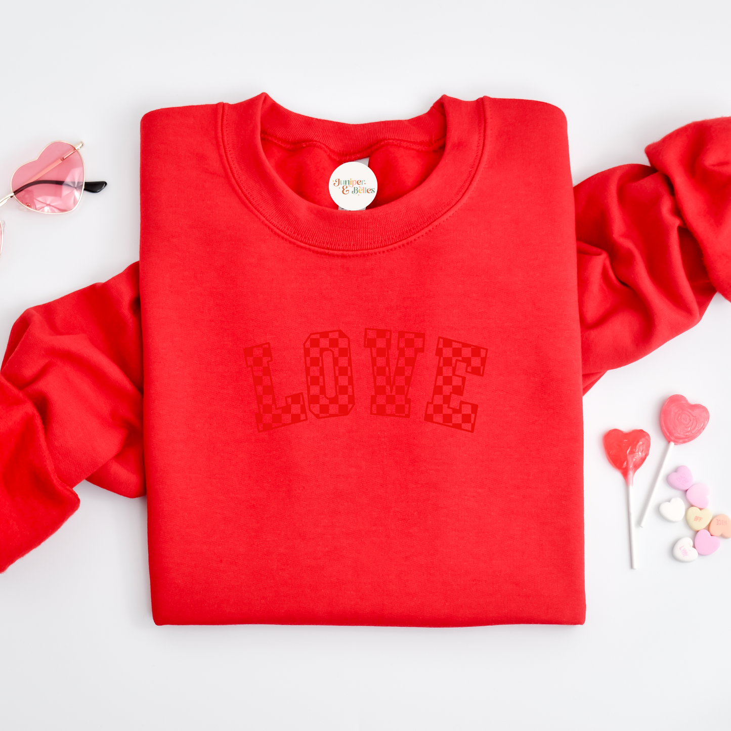 Adults Valentines Sweater checkered love red print Unisex adults S-5XL