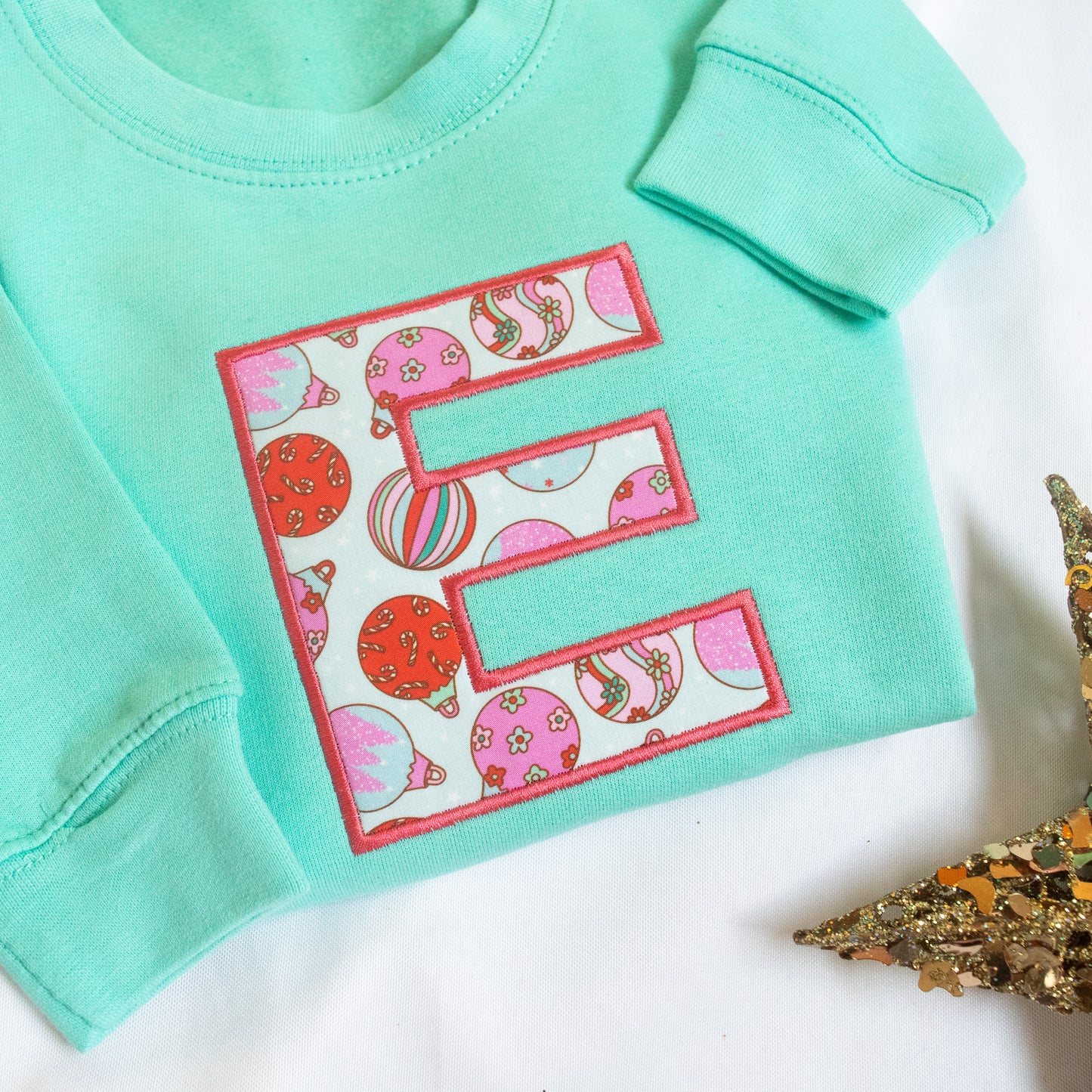 Pink Christmas Baubles Initial Christmas Jumper